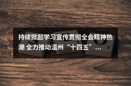 持续掀起学习宣传贯彻全会精神热潮 全力推动温州“十四五”赶超跨越发展