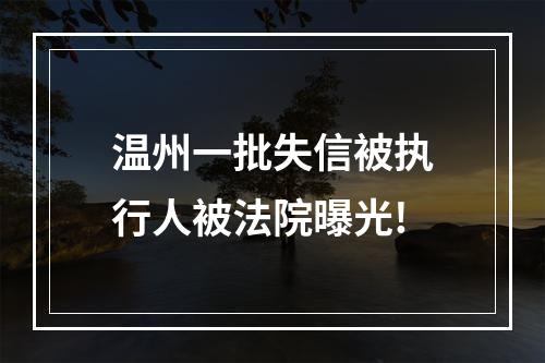 温州一批失信被执行人被法院曝光!