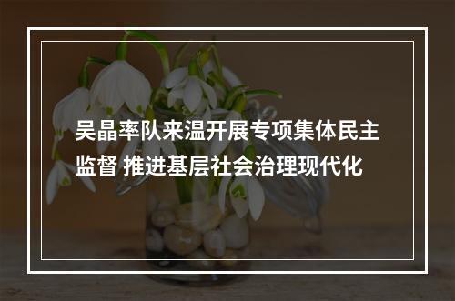 吴晶率队来温开展专项集体民主监督 推进基层社会治理现代化