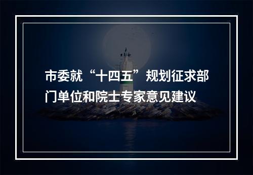 市委就“十四五”规划征求部门单位和院士专家意见建议