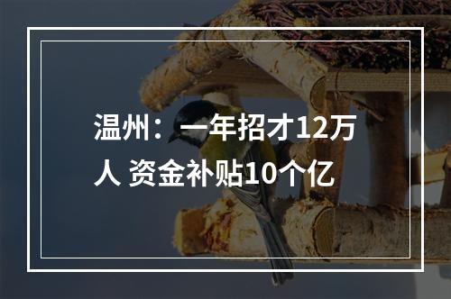 温州：一年招才12万人 资金补贴10个亿