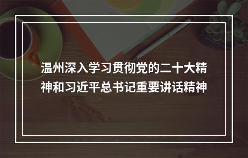 温州深入学习贯彻党的二十大精神和习近平总书记重要讲话精神