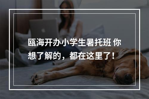 瓯海开办小学生暑托班 你想了解的，都在这里了！