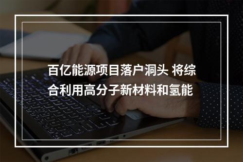 百亿能源项目落户洞头 将综合利用高分子新材料和氢能