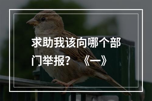求助我该向哪个部门举报？ 《一》