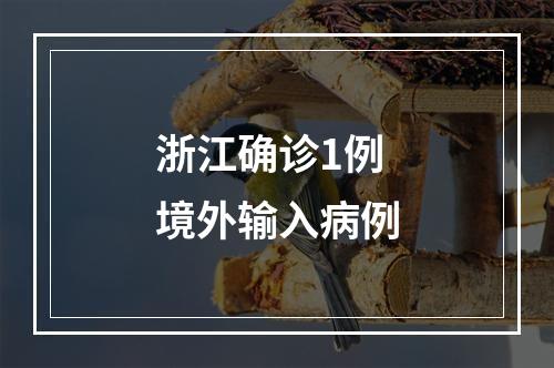 浙江确诊1例境外输入病例
