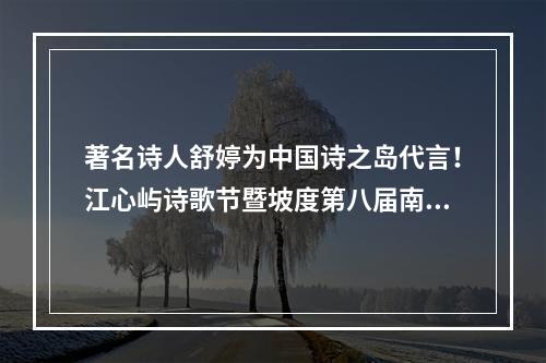 著名诗人舒婷为中国诗之岛代言！江心屿诗歌节暨坡度第八届南方诗歌节举行
