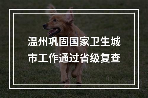 温州巩固国家卫生城市工作通过省级复查