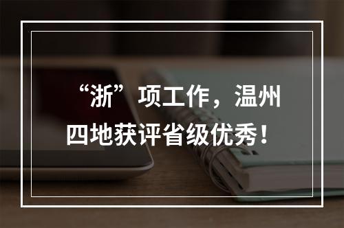 “浙”项工作，温州四地获评省级优秀！