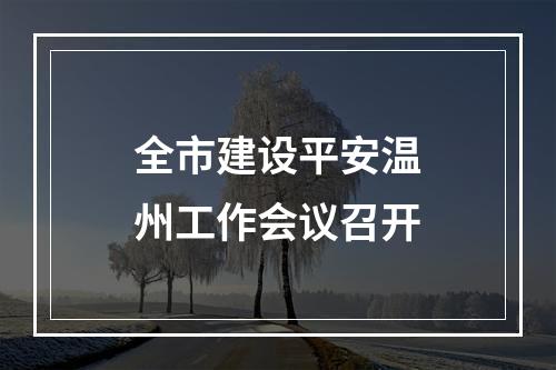 全市建设平安温州工作会议召开