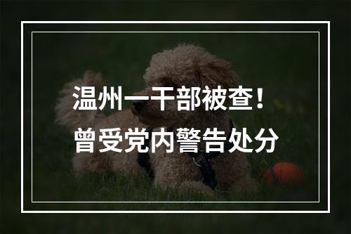 温州一干部被查！曾受党内警告处分