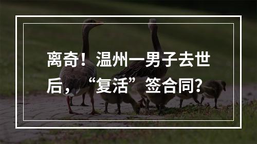 离奇！温州一男子去世后，“复活”签合同？