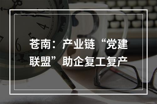 苍南：产业链“党建联盟”助企复工复产