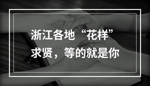 浙江各地“花样”求贤，等的就是你
