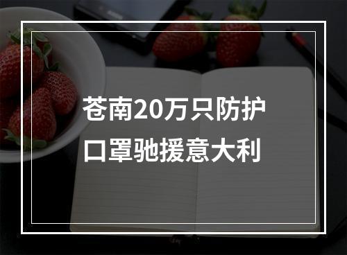 苍南20万只防护口罩驰援意大利