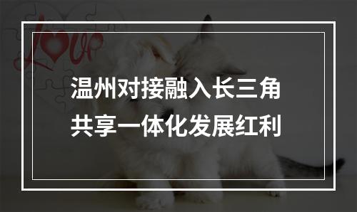 温州对接融入长三角 共享一体化发展红利