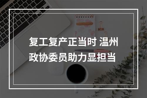 复工复产正当时 温州政协委员助力显担当