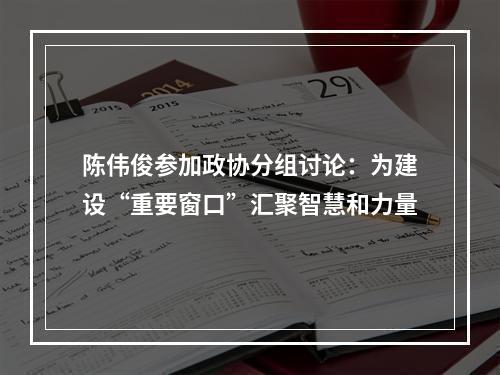 陈伟俊参加政协分组讨论：为建设“重要窗口”汇聚智慧和力量