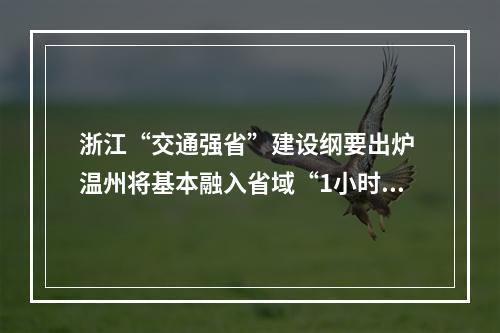 浙江“交通强省”建设纲要出炉 温州将基本融入省域“1小时交通圈”
