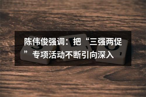 陈伟俊强调：把“三强两促”专项活动不断引向深入