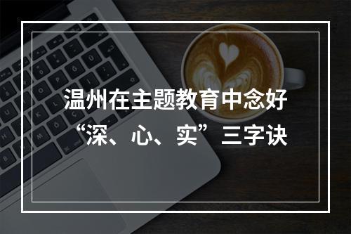温州在主题教育中念好“深、心、实”三字诀