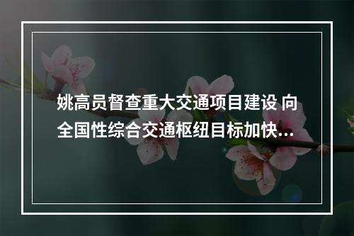 姚高员督查重大交通项目建设 向全国性综合交通枢纽目标加快迈进
