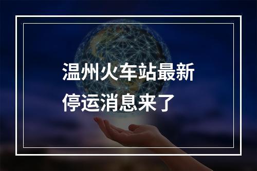 温州火车站最新停运消息来了