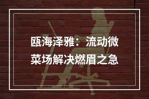 瓯海泽雅：流动微菜场解决燃眉之急