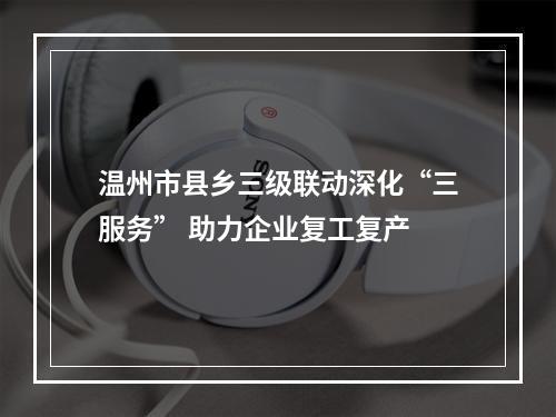 温州市县乡三级联动深化“三服务” 助力企业复工复产