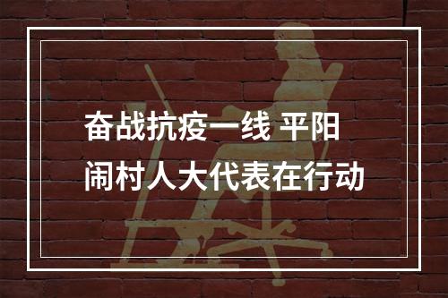 奋战抗疫一线 平阳闹村人大代表在行动