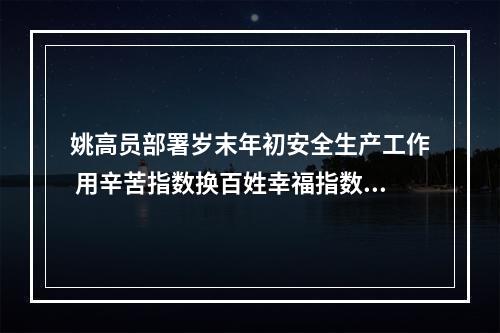 姚高员部署岁末年初安全生产工作 用辛苦指数换百姓幸福指数城市安全指数