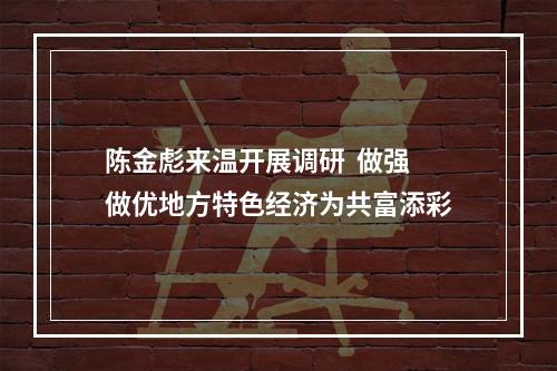 陈金彪来温开展调研  做强做优地方特色经济为共富添彩