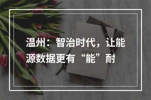 温州：智治时代，让能源数据更有“能”耐