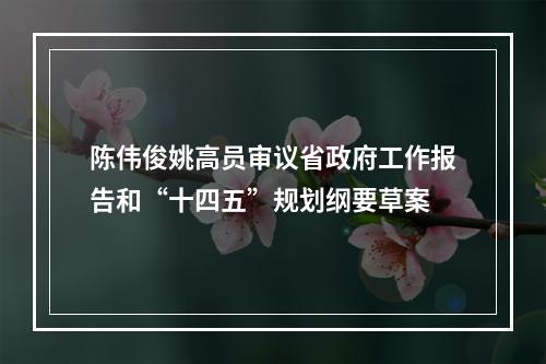 陈伟俊姚高员审议省政府工作报告和“十四五”规划纲要草案