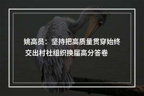 姚高员：坚持把高质量贯穿始终 交出村社组织换届高分答卷