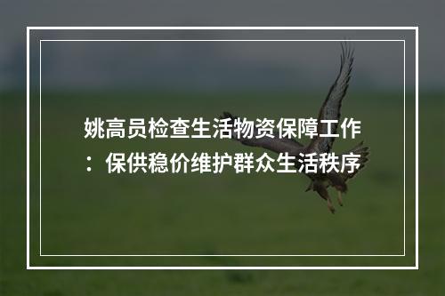 姚高员检查生活物资保障工作：保供稳价维护群众生活秩序