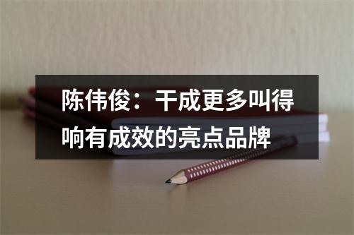陈伟俊：干成更多叫得响有成效的亮点品牌
