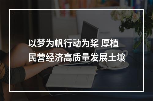 以梦为帆行动为桨 厚植民营经济高质量发展土壤