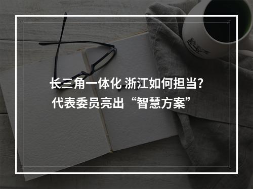 长三角一体化 浙江如何担当？ 代表委员亮出“智慧方案”