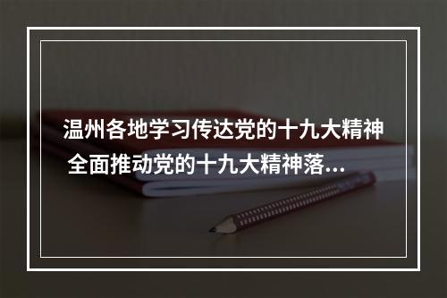 温州各地学习传达党的十九大精神 全面推动党的十九大精神落地生根