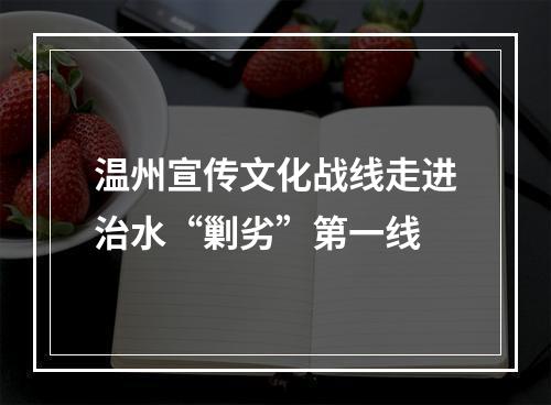 温州宣传文化战线走进治水“剿劣”第一线