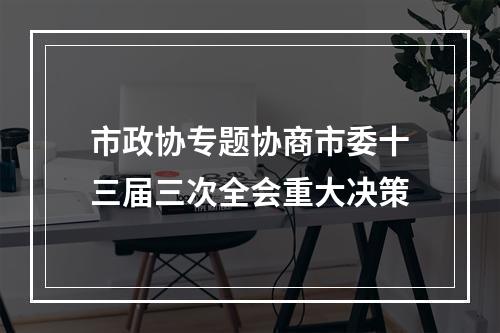市政协专题协商市委十三届三次全会重大决策