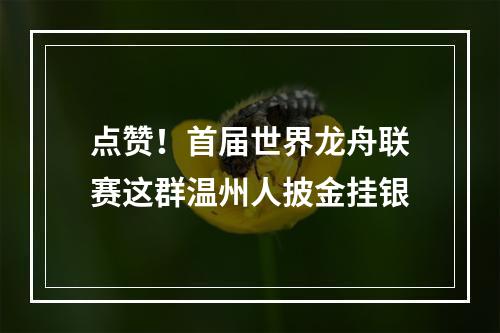 点赞！首届世界龙舟联赛这群温州人披金挂银