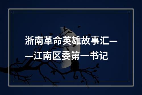 浙南革命英雄故事汇——江南区委第一书记