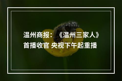 温州商报：《温州三家人》首播收官 央视下午起重播