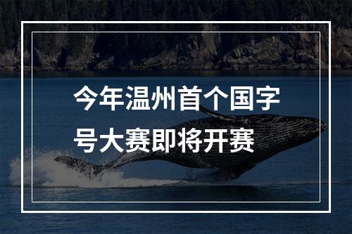 今年温州首个国字号大赛即将开赛