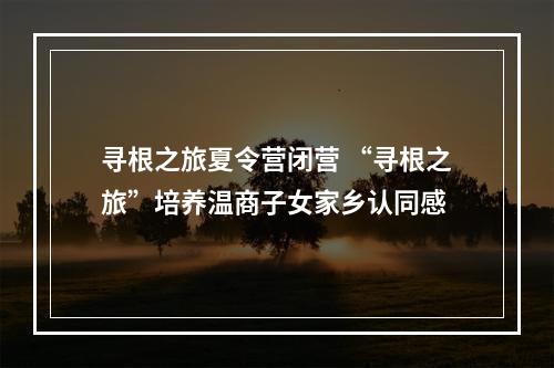 寻根之旅夏令营闭营 “寻根之旅”培养温商子女家乡认同感