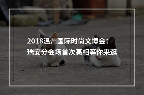 2018温州国际时尚文博会：瑞安分会场首次亮相等你来逛