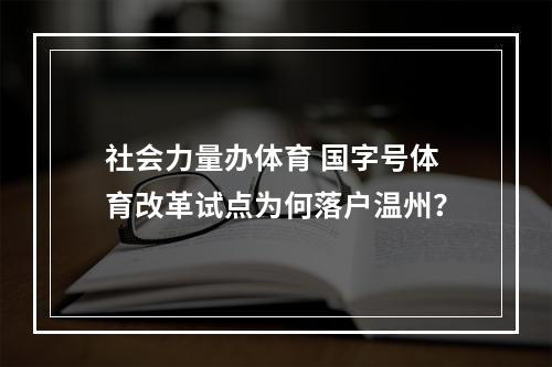 社会力量办体育 国字号体育改革试点为何落户温州？