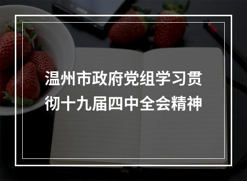 温州市政府党组学习贯彻十九届四中全会精神